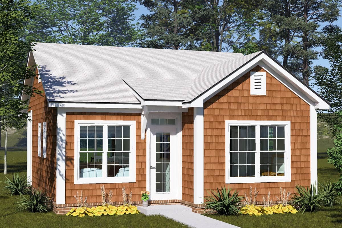 Plan image - 52552WM:Traditional Cottage House Plan with 2 Split Bedrooms and Vaulted Great Room