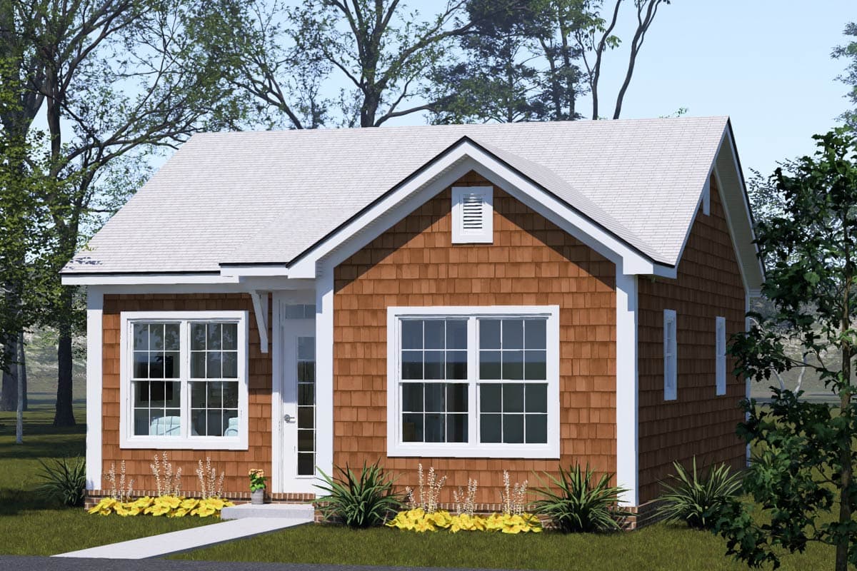Plan 52552WM: Traditional Cottage House Plan with 2 Split Bedrooms and Vaulted Great Room - Image #2 - Cottage, Traditional