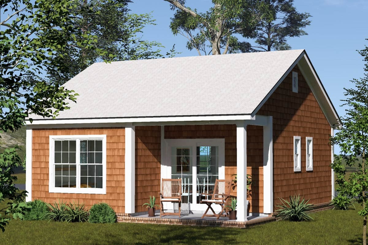 Plan 52552WM: Traditional Cottage House Plan with 2 Split Bedrooms and Vaulted Great Room - Image #7 - Cottage, Traditional