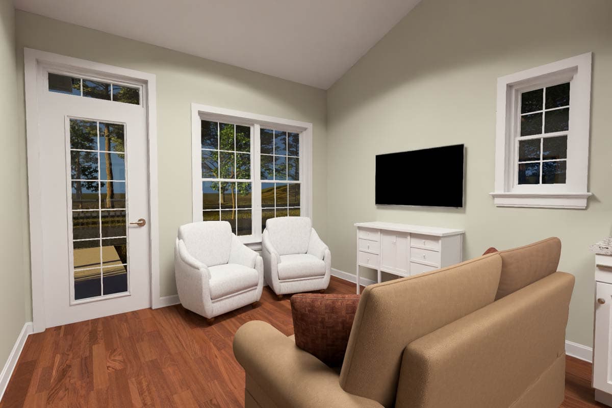 Plan 52552WM: Traditional Cottage House Plan with 2 Split Bedrooms and Vaulted Great Room - Image #12 - Cottage, Traditional