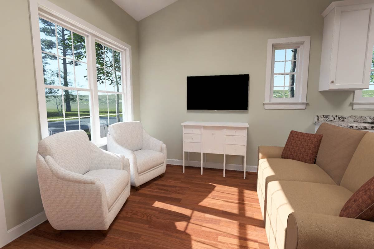 Plan 52552WM: Traditional Cottage House Plan with 2 Split Bedrooms and Vaulted Great Room - Image #22 - Cottage, Traditional