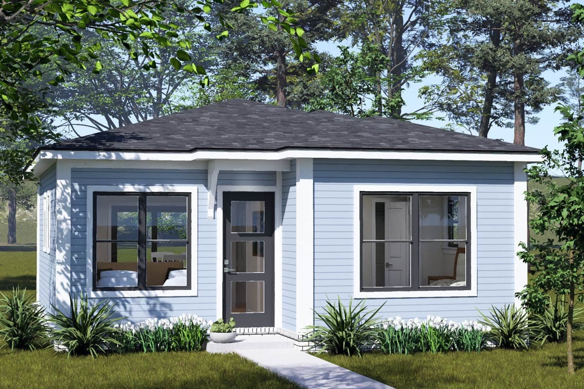 Plan image - 52554WM:Cozy Traditional 2-Bedroom, 1-Bath House Plan with Rear Porch