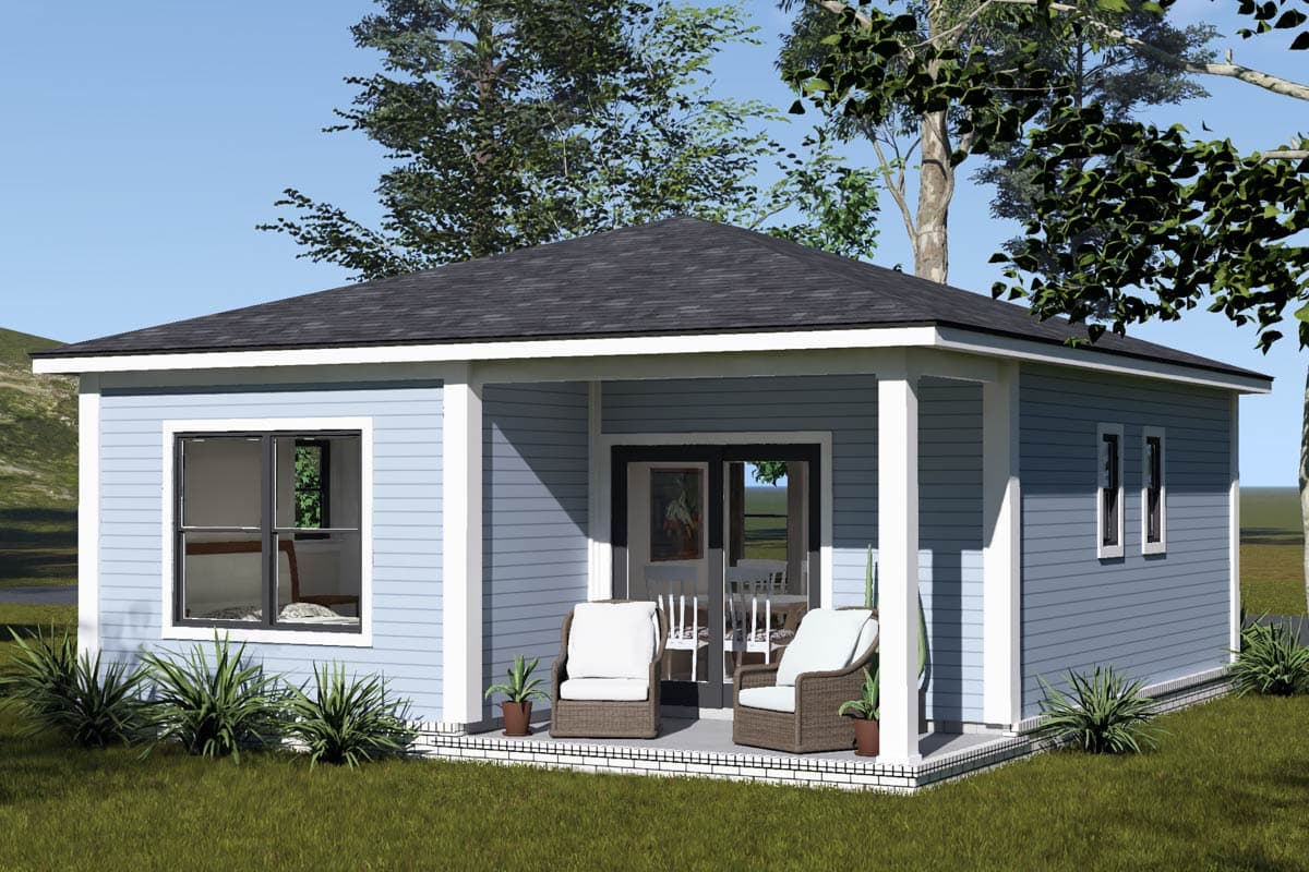 Plan 52554WM: Cozy Traditional 2-Bedroom, 1-Bath House Plan with Rear Porch - Image #4 - Traditional