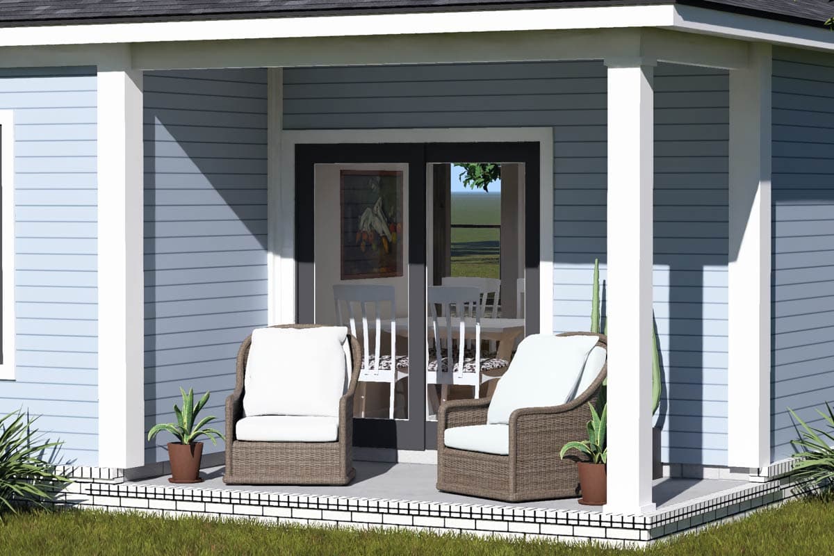 Plan 52554WM: Cozy Traditional 2-Bedroom, 1-Bath House Plan with Rear Porch - Image #6 - Traditional