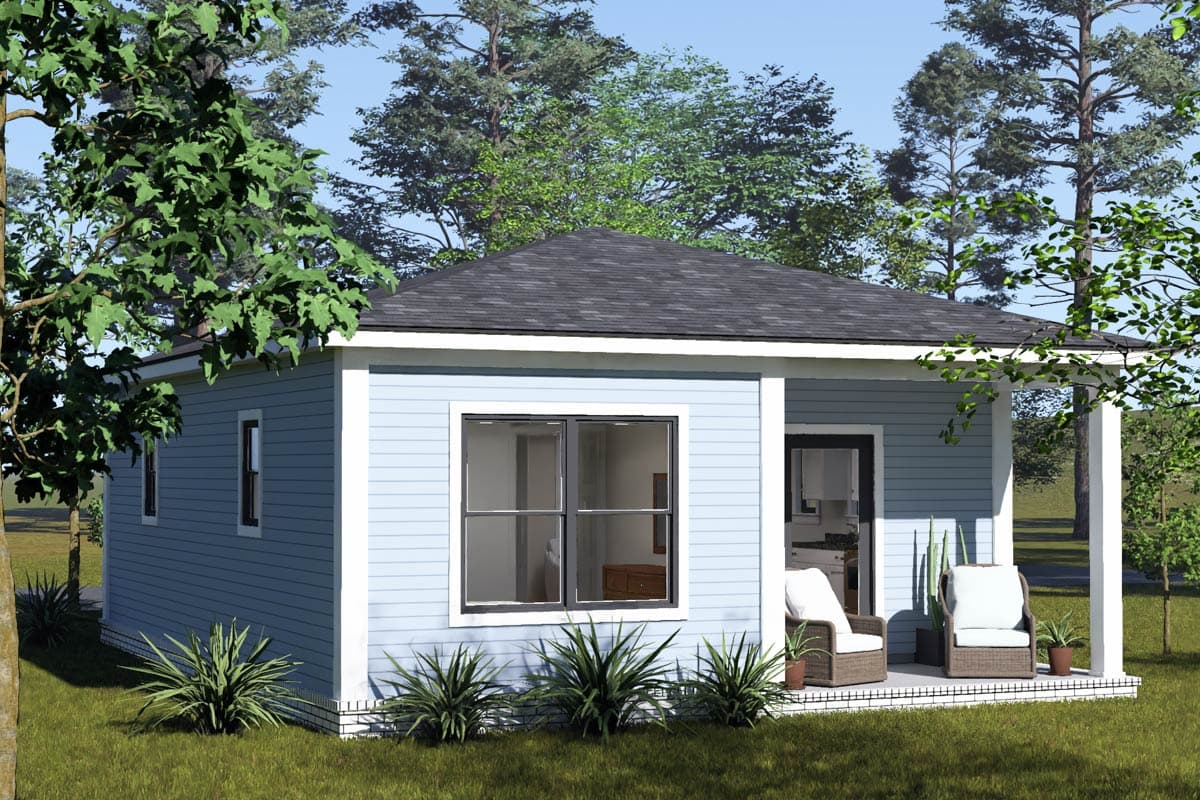 Plan 52554WM: Cozy Traditional 2-Bedroom, 1-Bath House Plan with Rear Porch - Image #5 - Traditional