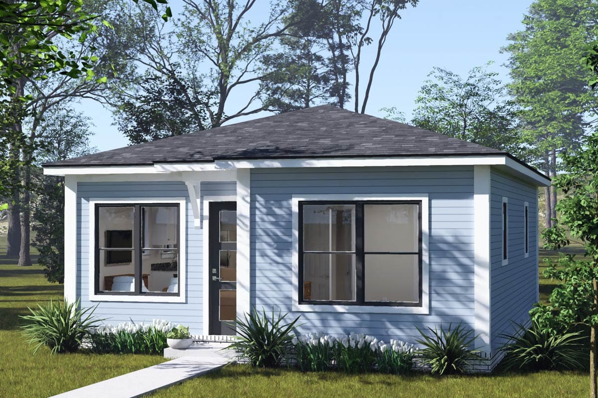 Plan 52554WM: Cozy Traditional 2-Bedroom, 1-Bath House Plan with Rear Porch - Image #3 - Traditional