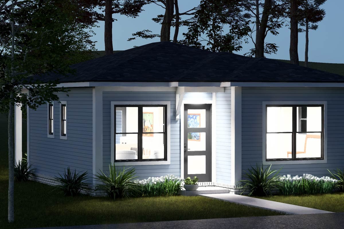 Plan 52554WM: Cozy Traditional 2-Bedroom, 1-Bath House Plan with Rear Porch - Image #8 - Traditional