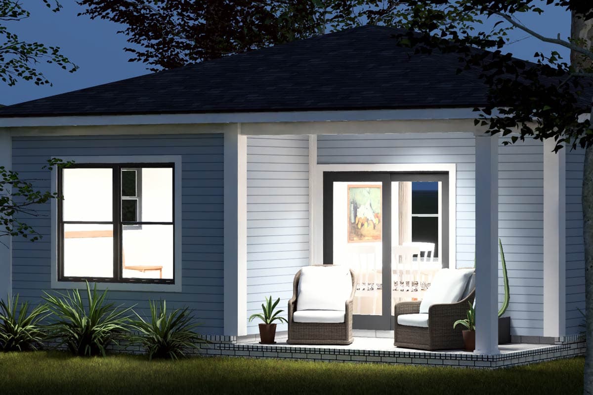 Plan 52554WM: Cozy Traditional 2-Bedroom, 1-Bath House Plan with Rear Porch - Image #9 - Traditional