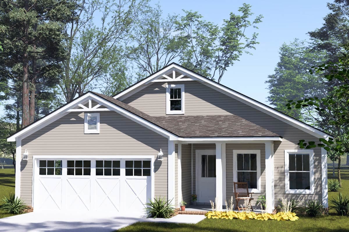 Plan image - 52555WM:harming Ranch House Plan with 3 Bedrooms, Mudroom, and 2-Car Garage