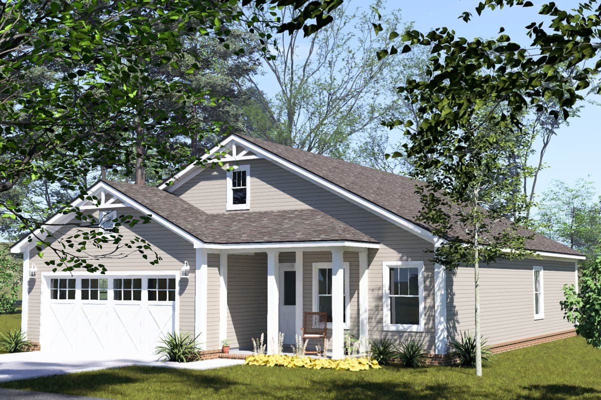 Plan 52555WM: harming Ranch House Plan with 3 Bedrooms, Mudroom, and 2-Car Garage - Image #3 - Ranch, Traditional