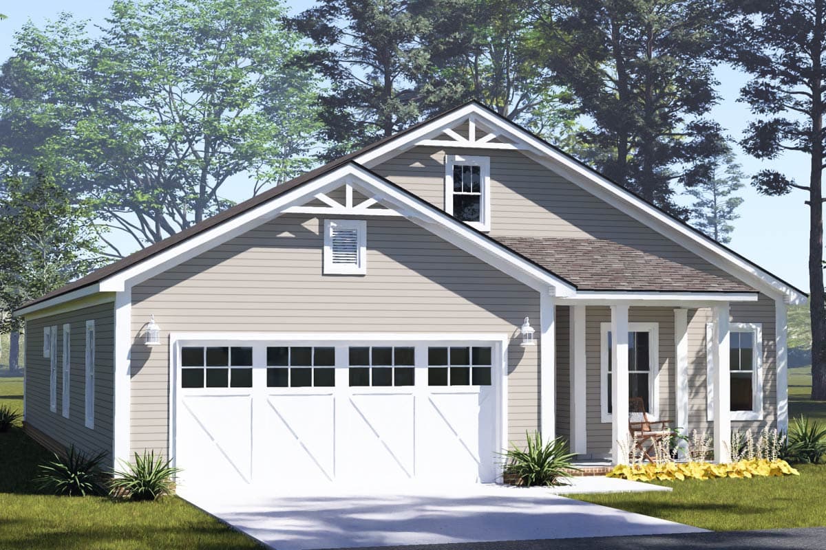 Plan 52555WM: harming Ranch House Plan with 3 Bedrooms, Mudroom, and 2-Car Garage - Image #8 - Ranch, Traditional