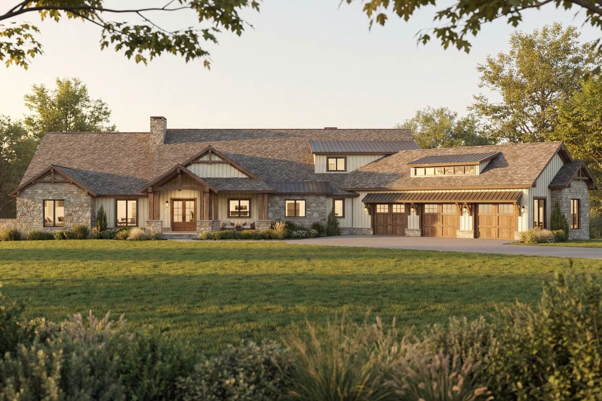 Plan image - 70966MK:Luxury Mountain Mountain New American House Plan with 4 Beds and 6-Car Garage