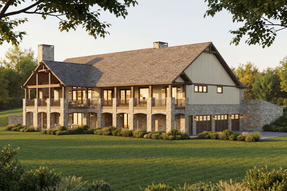 Plan 70966MK: Luxury Mountain Mountain New American House Plan with 4 Beds and 6-Car Garage - Image #2 - Mountain, New American