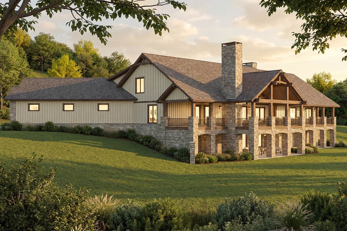 Plan 70966MK: Luxury Mountain Mountain New American House Plan with 4 Beds and 6-Car Garage - Image #4 - Mountain, New American