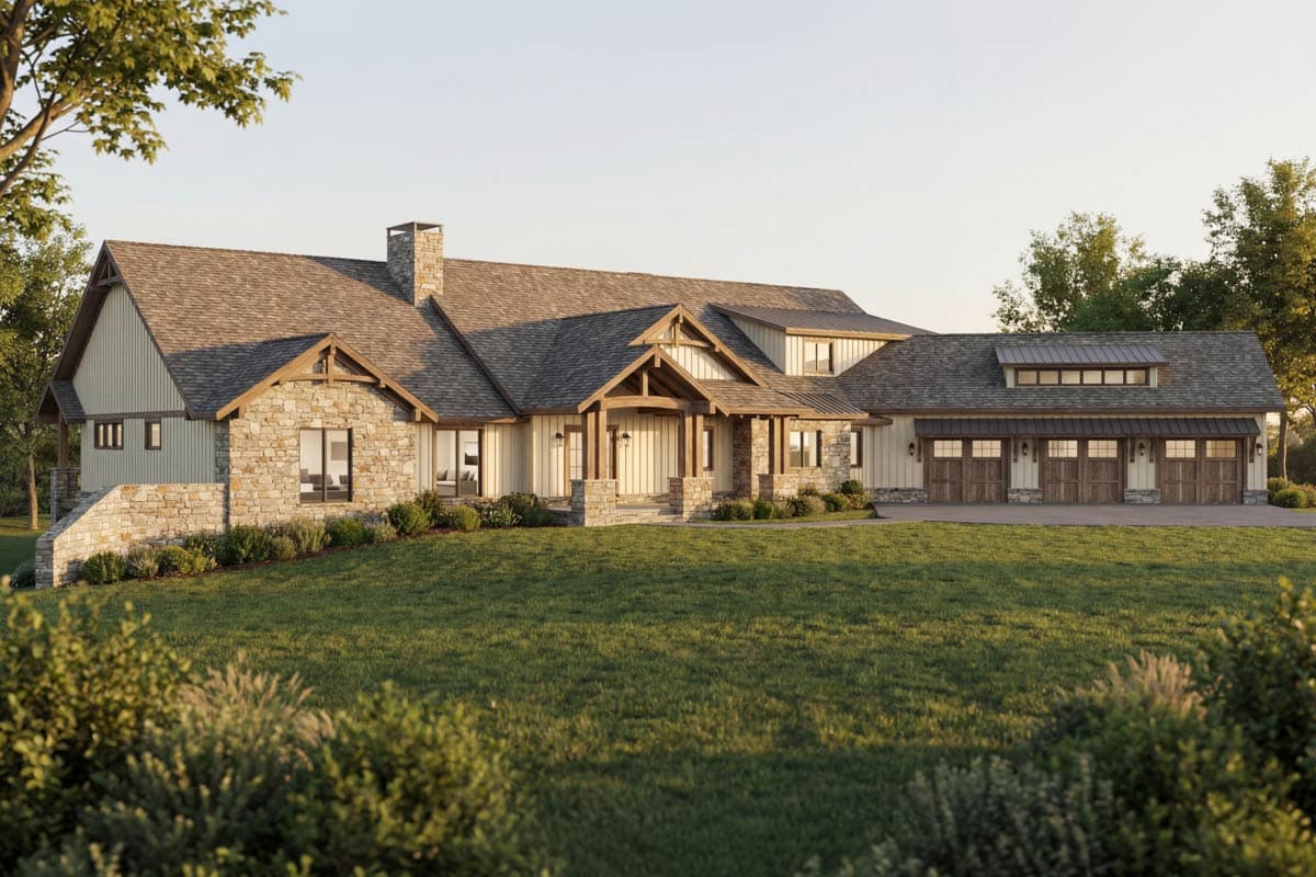 Plan 70966MK: Luxury Mountain Mountain New American House Plan with 4 Beds and 6-Car Garage - Image #5 - Mountain, New American