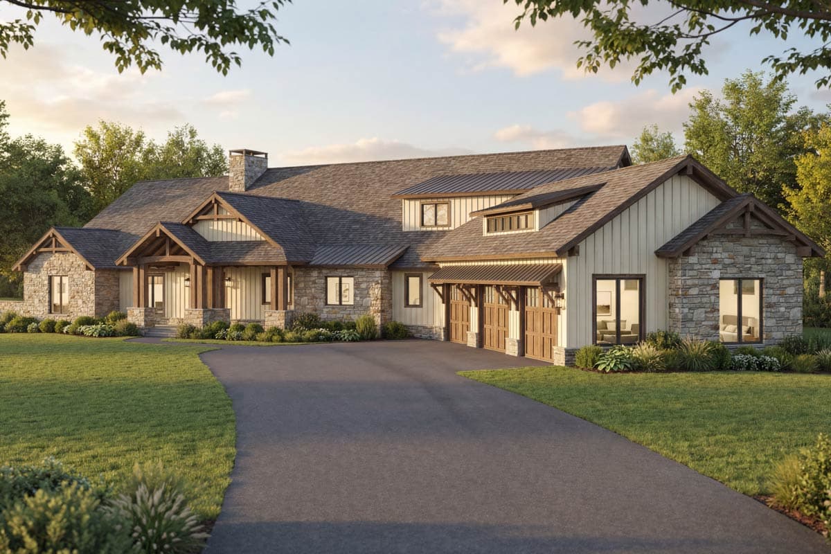 Plan 70966MK: Luxury Mountain Mountain New American House Plan with 4 Beds and 6-Car Garage - Image #6 - Mountain, New American