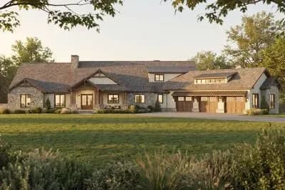 Luxury Mountain Mountain New American House Plan with 4 Beds and 6-Car Garage