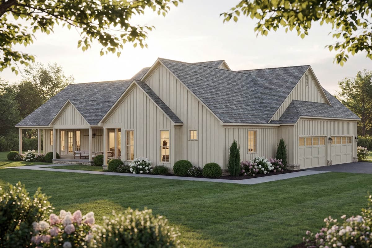 Plan 70967MK: Modern Farmhouse House Plan with 4 Bedrooms and 4-Car Garage - Image #2 - Farmhouse, Modern Farmhouse