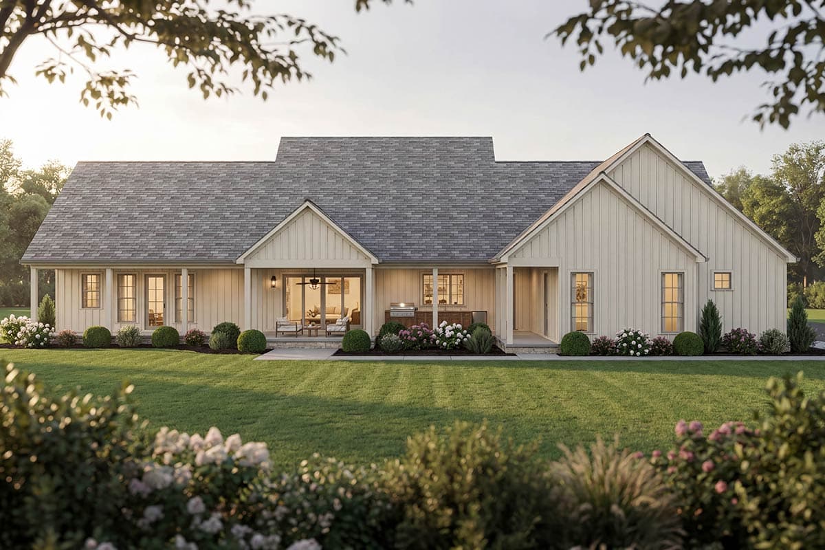 Plan 70967MK: Modern Farmhouse House Plan with 4 Bedrooms and 4-Car Garage - Image #4 - Farmhouse, Modern Farmhouse