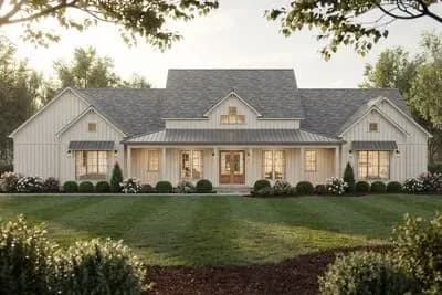 Modern Farmhouse House Plan with 4 Bedrooms and 4-Car Garage