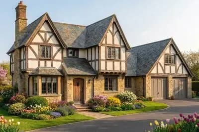Charming Tudor House Plan with 3 Beds and Main Level Master Suite