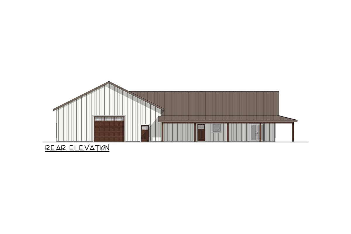 Plan 405145FDC: Spacious Barndominium House Plan with Wraparound Porch and 3-Car Garage - Image #3 - Barndominium, Farmhouse