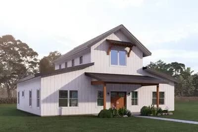 Modern Barndominium House Plan with 3 Beds and Vaulted Great Room