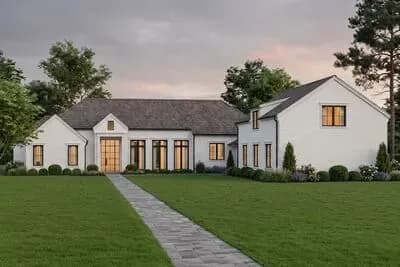 2,970 Sq Ft European Transitional House Plan with Split Bedrooms and Covered Patio