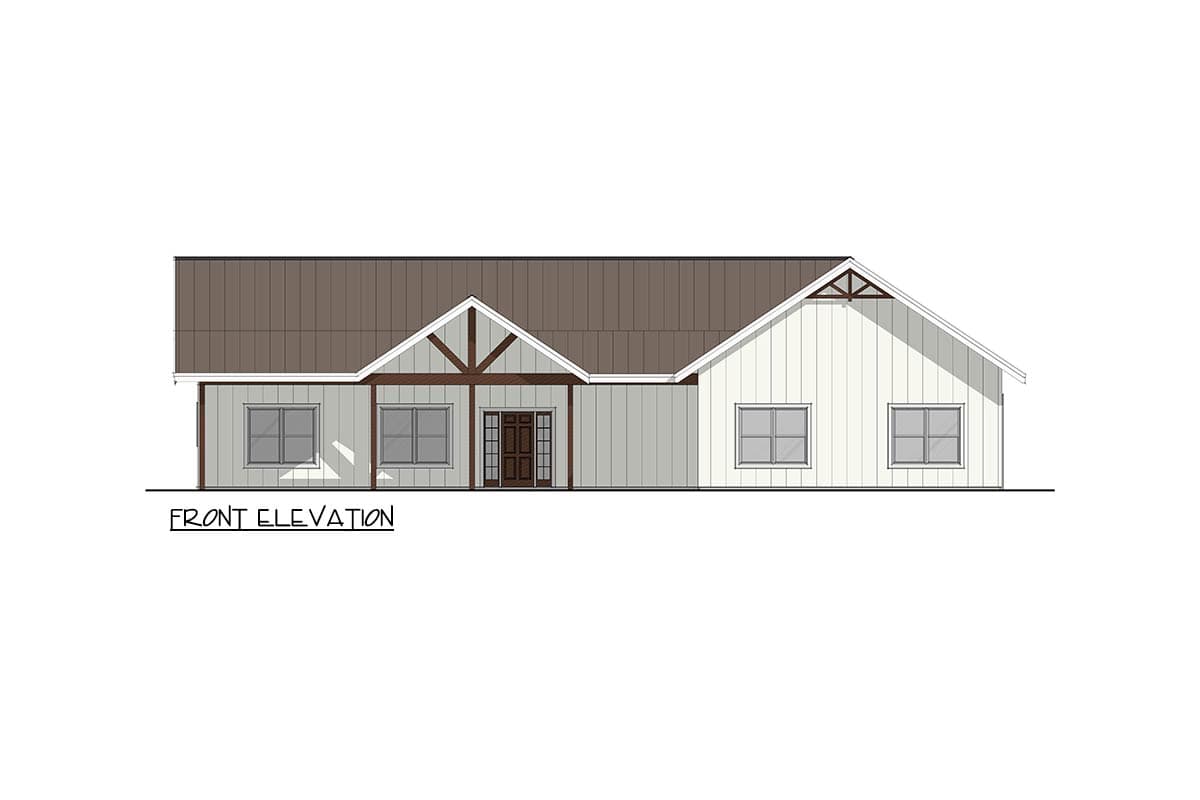 Plan 405148FDC: Spacious Barndominium Farmhouse House Plan with 3 Beds and Covered Porches - Image #2 - Barndominium, Farmhouse