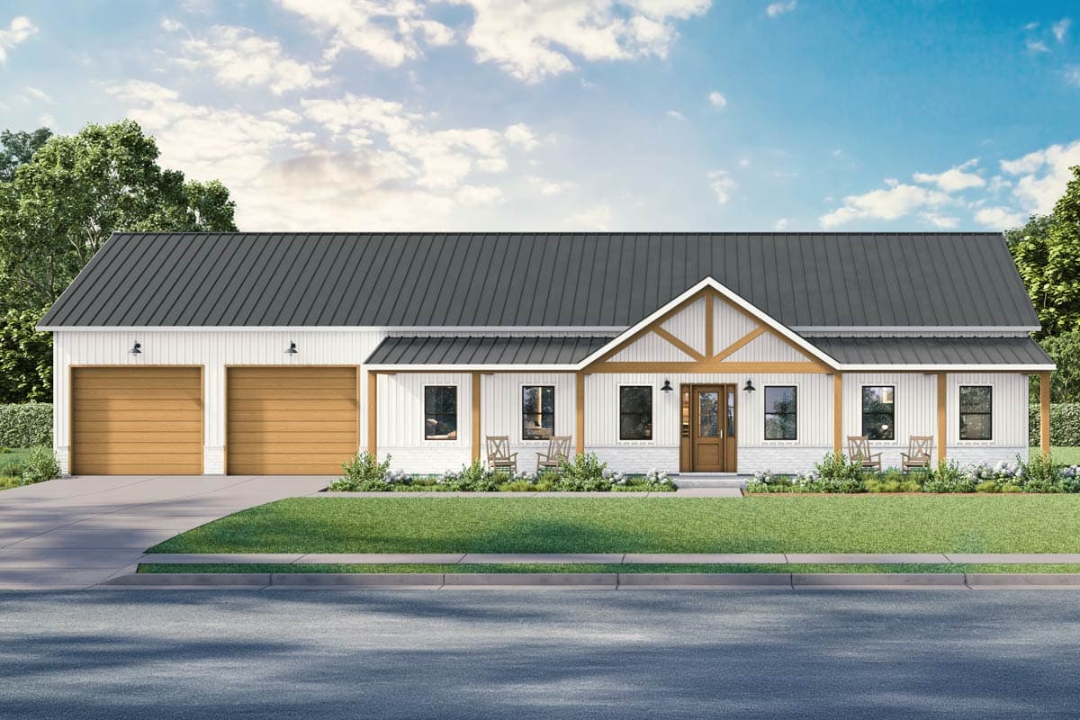 Plan image - 170017ADS:Modern Barndominium House Plan with Home Office and 2-Car Garage