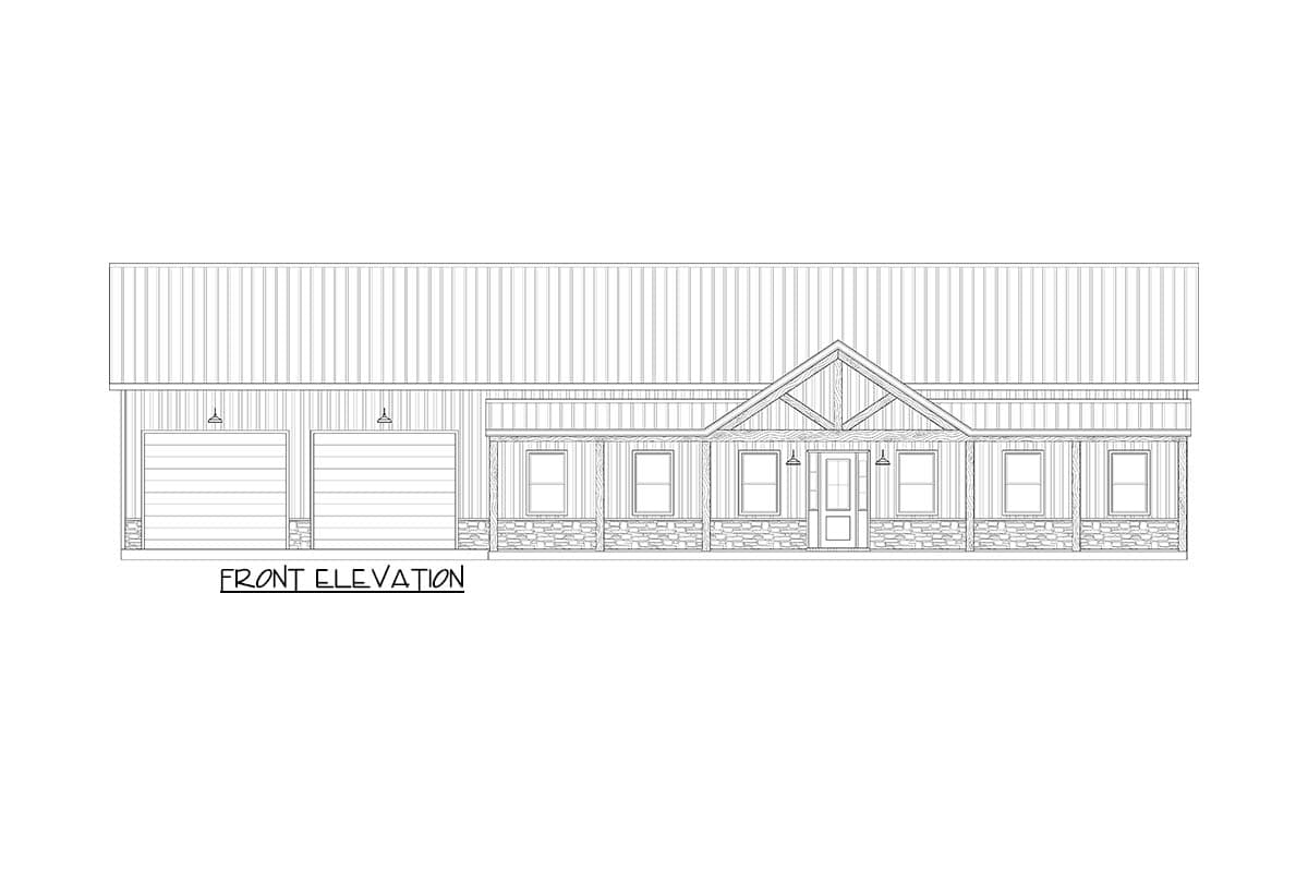 Plan 170017ADS: Modern Barndominium House Plan with Home Office and 2-Car Garage - Image #2 - Barndominium, Farmhouse