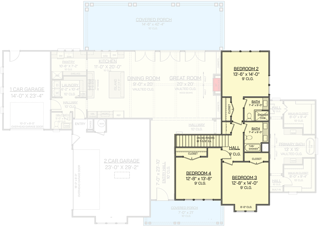 Plan 820016WSF: 4-Bedroom Transitional Farmhouse House Plan with Gourmet Kitchen - Floor Plan - Image #10 - Farmhouse, Modern, New American, Traditional, Transitional