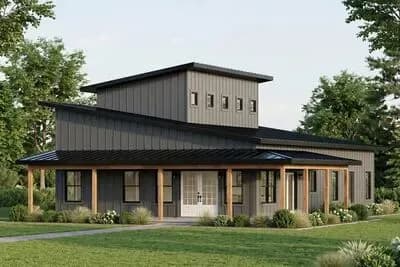 Modern Barndominium House Plan with 3 Beds and 2-Car Garage