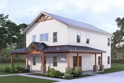 Inviting 3-Bedroom Barndominium House Plan with Wraparound Porch