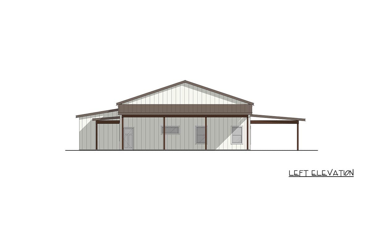 Plan 405155FDC: Barndominium Farmhouse House with 4 Bedrooms and Covered Patio - Image #5 - Barndominium, Farmhouse