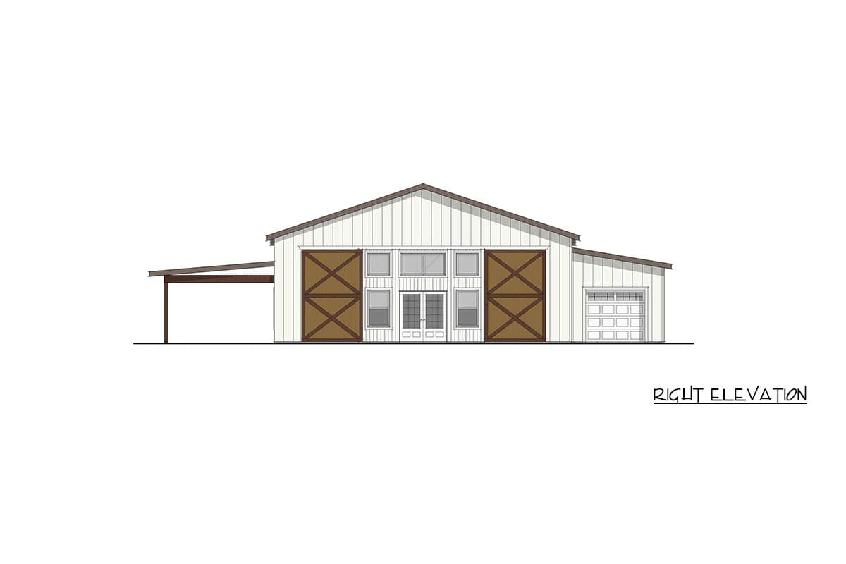 Plan 405155FDC: Barndominium Farmhouse House with 4 Bedrooms and Covered Patio - Image #7 - Barndominium, Farmhouse