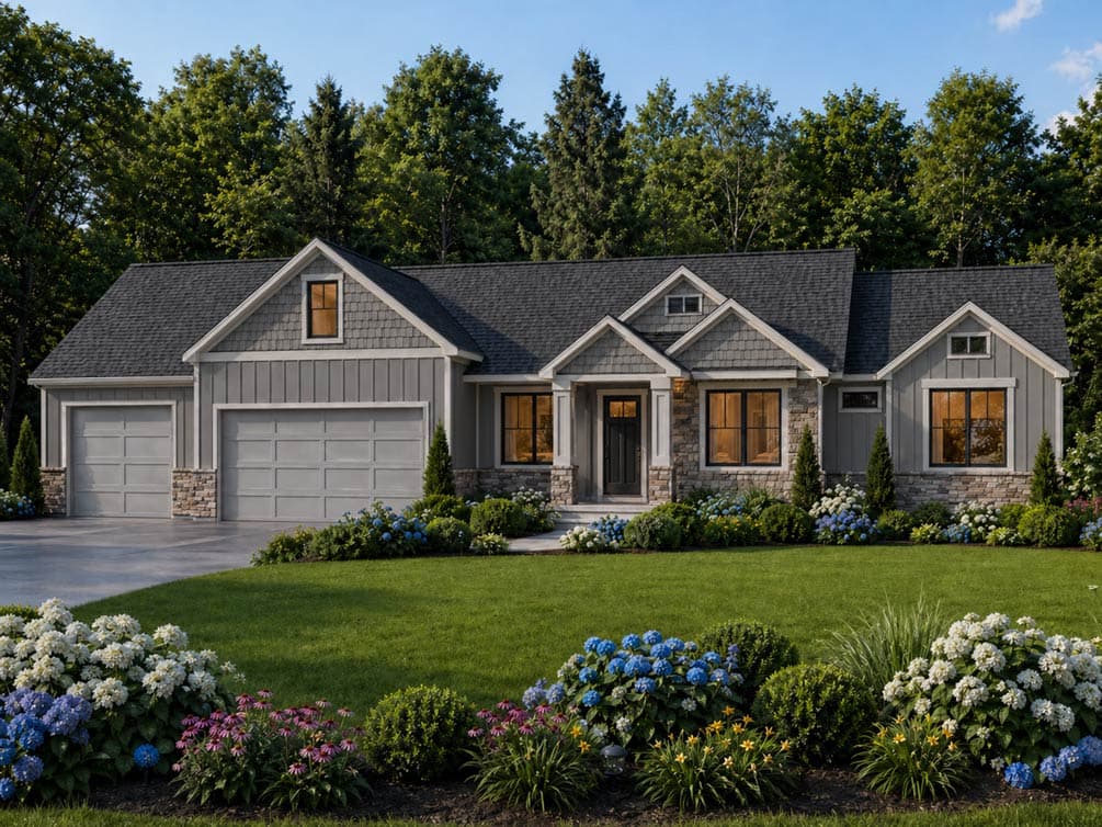 Plan 849085PGE: Modern Farmhouse House Plan with 3 Beds and 3-Car Garage - Image #2 - Craftsman, Farmhouse, Modern Farmhouse, Traditional