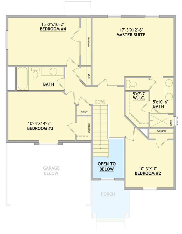 Plan 849086PGE: Craftsman House Plan with 4 Beds and Walkout Garage - Floor Plan - 2nd Floor - Craftsman, Traditional