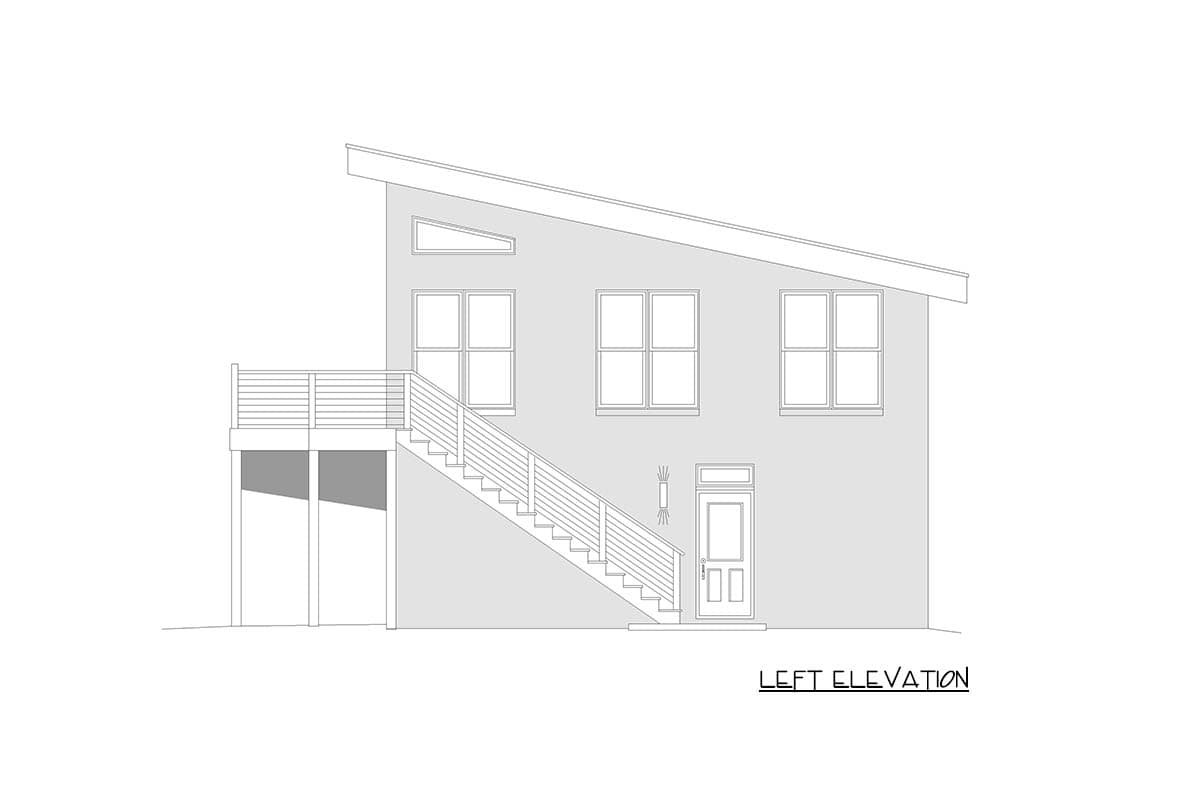 Plan 680664VR: Modern Duplex House Plan with 2 Bedrooms, Deck, and Two-Car Garage - Image #3 - Contemporary, Modern
