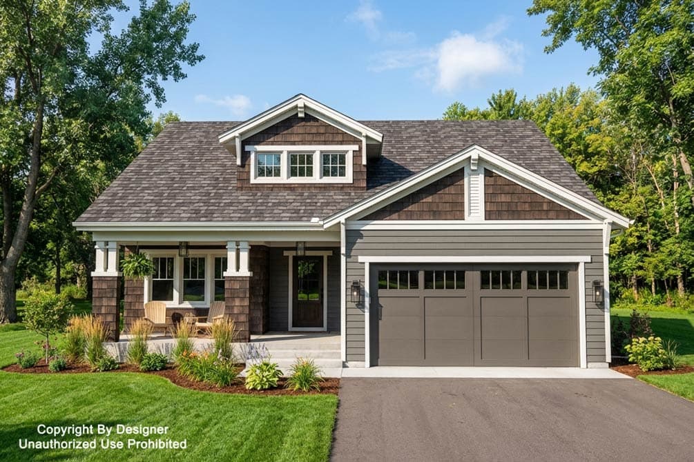 Plan image - 140058RK:Craftsman House Plan: 2-3 Beds, 2-Car Garage, Main Level Master