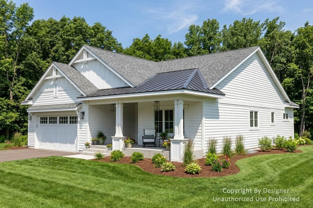 Plan 140063RK: Modern Farmhouse House Plan with Split Bedrooms and 2-Car Garage - Image #2 - Modern Farmhouse, New American
