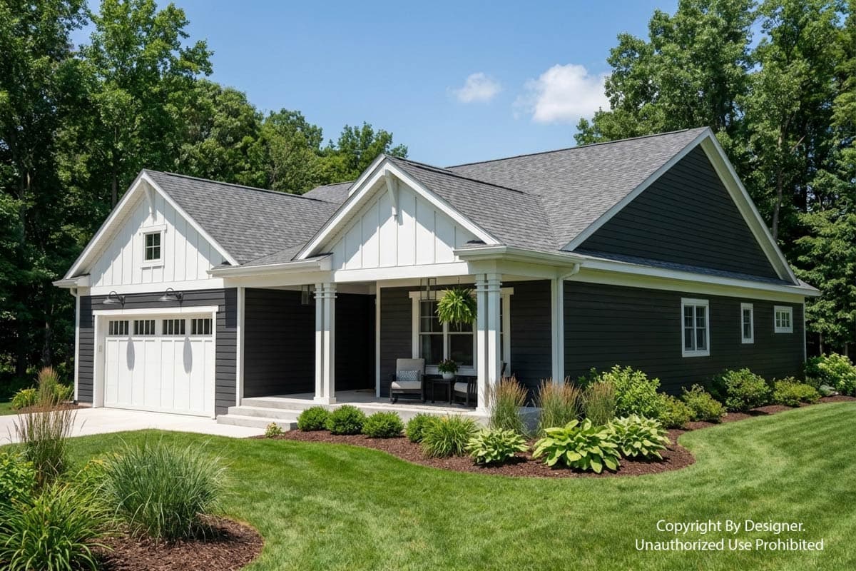Plan 140064RK: Craftsman House Plan with 3 Split Bedrooms and 2-Car Garage - Image #2 - Craftsman, Traditional