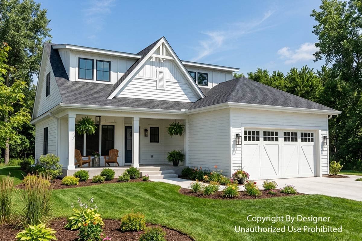 Plan 140066RK: Modern New American House Plan with First-Floor Master Suite and Loft - Image #2 - Modern Farmhouse, New American