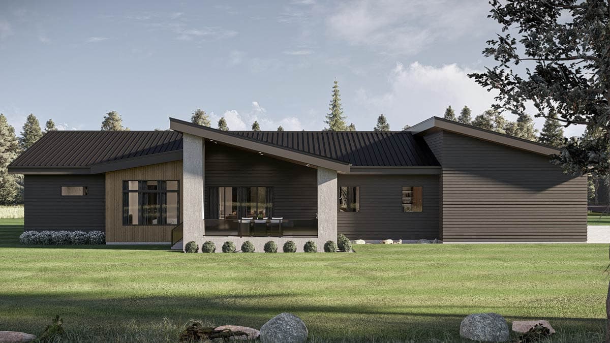 Plan 623638DJ: Sleek Modern House Plan with 3 Beds, 4-Car Garage, and Outdoor Kitchen - Image #5 - Modern