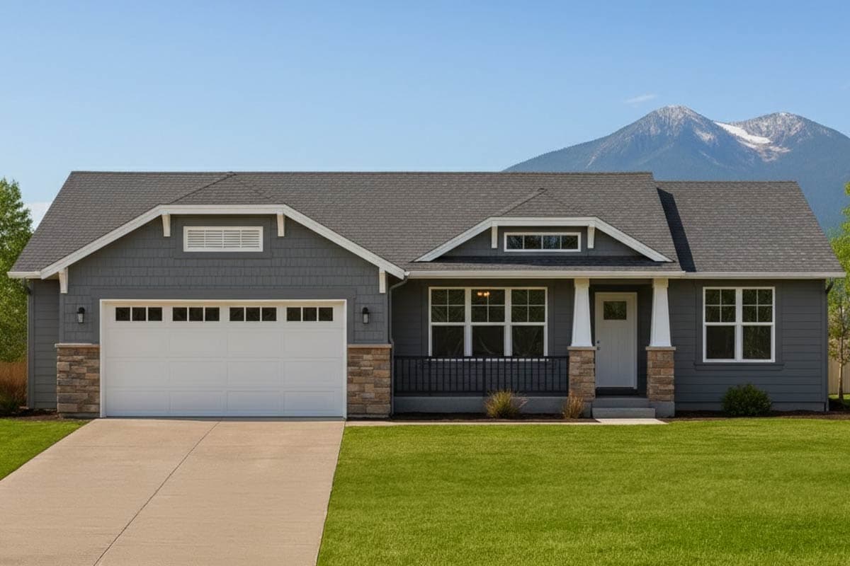 Plan image - 267114SPK:Country Craftsman Ranch House Plan with 2-3 Bedrooms and Vaulted Ceilings