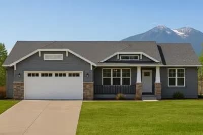 Country Craftsman Ranch House Plan with 2-3 Bedrooms and Vaulted Ceilings