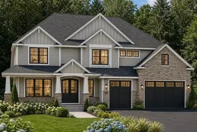 Traditional House Plan with 5 Bedrooms and Two-Story Great Room