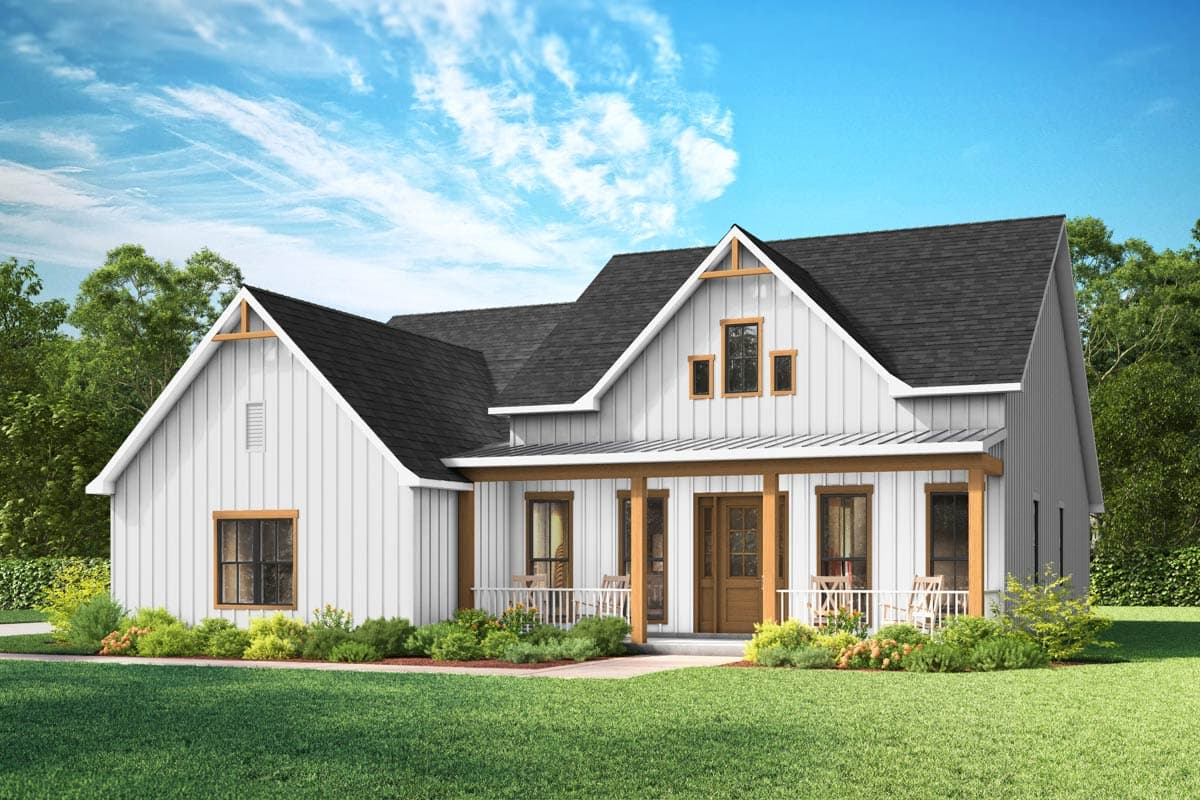 Plan 170019ADS: Modern Farmhouse House Plan with Workshop and 2-Car Carport - Image #1 - Modern Farmhouse, New American
