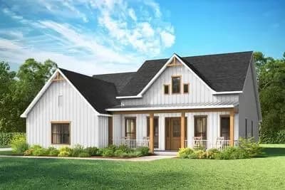 Modern Farmhouse House Plan with Workshop and 2-Car Carport