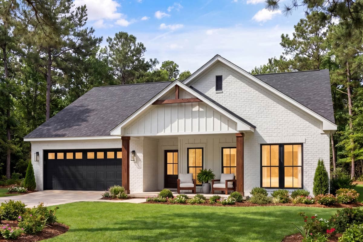 Plan 52042HZ: Modern Farmhouse House Plan with 3 Split Bedrooms - Image #2 - Country, Farmhouse, Southern, Traditional